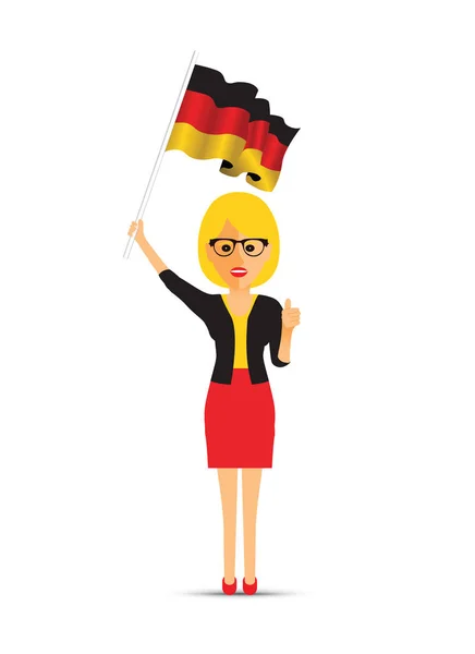 挥动的德国旗子妇女 — 图库矢量图片