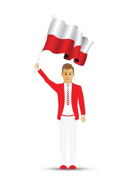Pologne Drapeau Agitant Homme — Image vectorielle