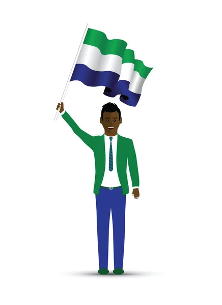 Sierra Leone Bandeira Acenando Homem — Vetor de Stock