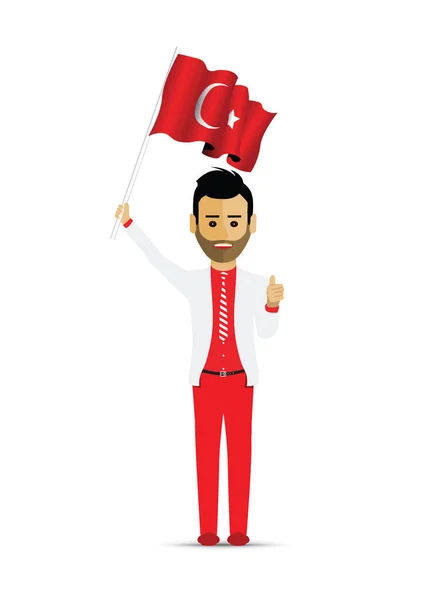 Törökország Lobogója Hullámzó Ember — Stock Vector
