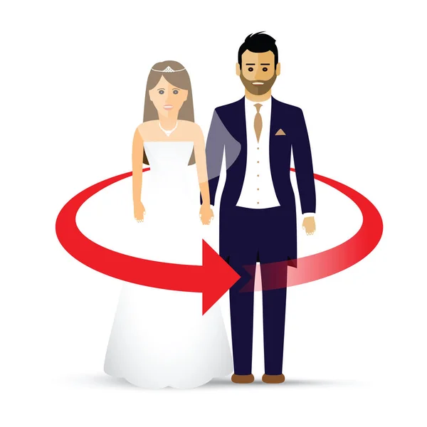 Couple Mariage Comme Une Icône — Image vectorielle