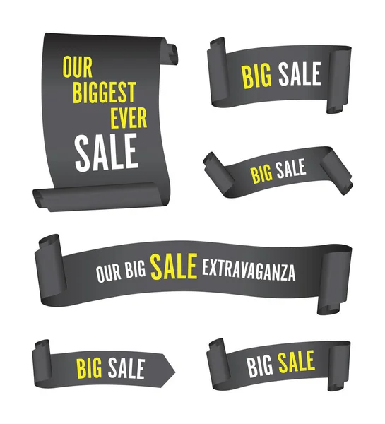 Set Black Sale Banners — Stock Vector