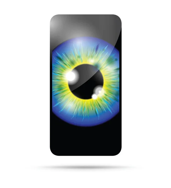 Realistic Eyeball Cell Mobile Phone — Stock Vector