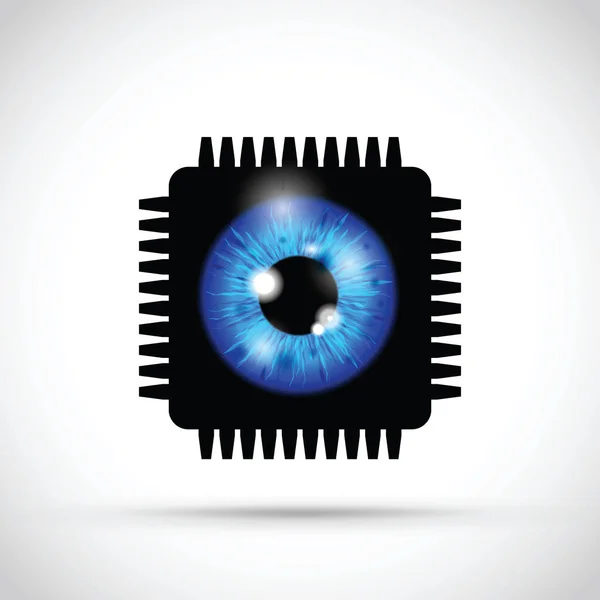 Globo Ocular Realista Microchip — Vector de stock