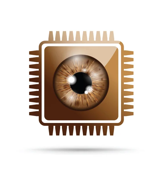 Globo Ocular Realista Microchip — Vetor de Stock