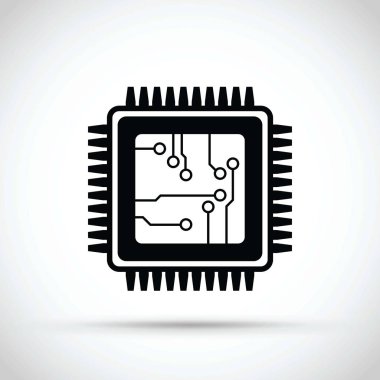 black Computer chip icon clipart
