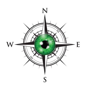 bir pusula yeşil gerçekçi göz küresi