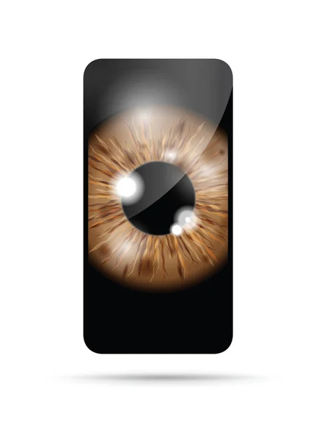 Realistic Eyeball Cell Mobile Phone — Stock Vector