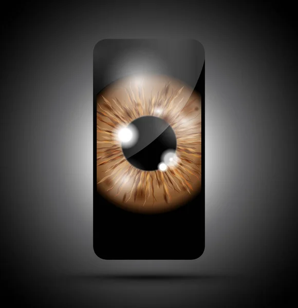 Realistic Eyeball Cell Mobile Phone — Stock Vector