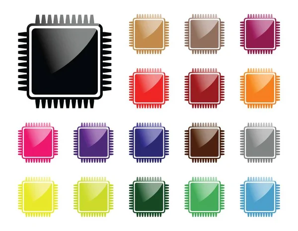 Icône Colorée Puce Ordinateur — Image vectorielle