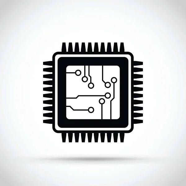 Chip Computadora Negro Icono — Vector de stock