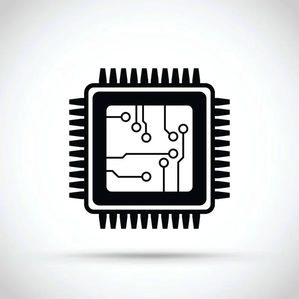 Svart Datorchip Ikonen — Stock vektor