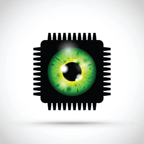 Globo Ocular Realista Microchip — Vetor de Stock