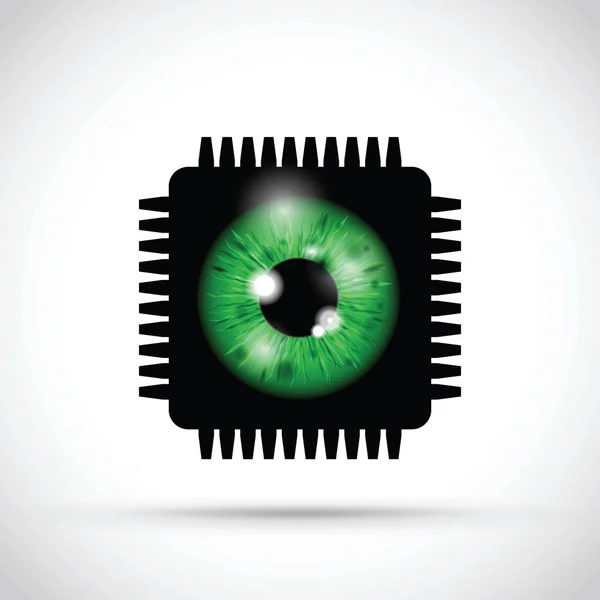 Green Realistic Eyeball Microchip — Stock Vector