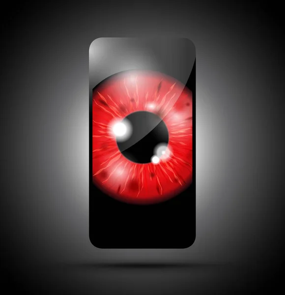 Red Realistic Eyeball Cell Mobile Phone — Stock Vector