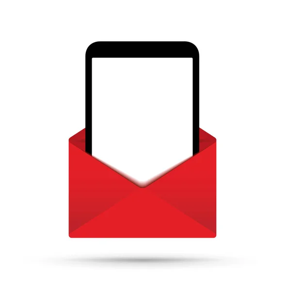 Abrir Envelope Telefone Celular — Vetor de Stock