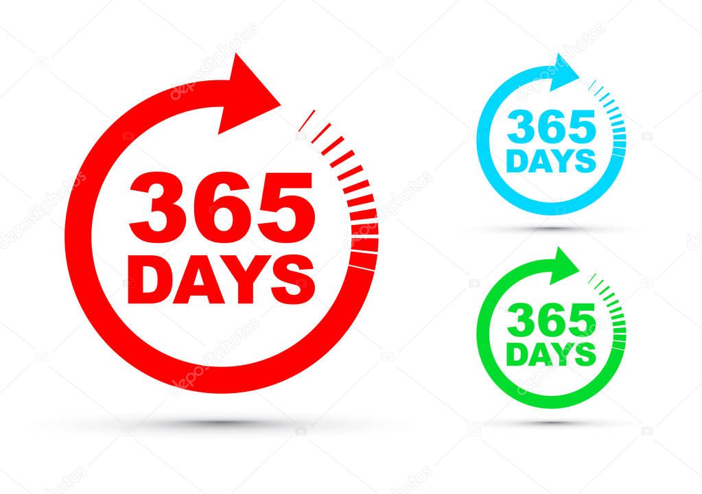 Three hundred and sixty five days a year icon set