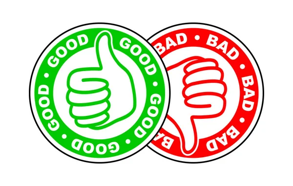 Хороші Погані Великі Пальці Вгору Вниз Значок — стоковий вектор