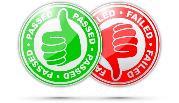 Passed Failed Thumbs — Stock Vector