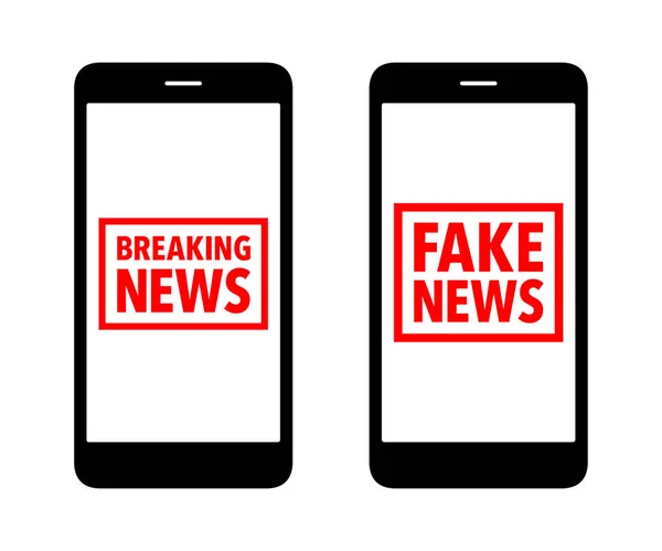 Falešný Breaking News Gumové Razítko Mobilní Telefon — Stockový vektor