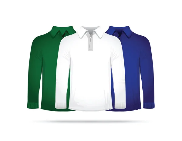 Set Van Drie Lange Shirts — Stockvector