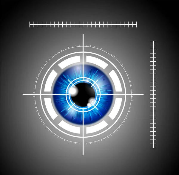 Blue eyeball with laser target — Stock Vector