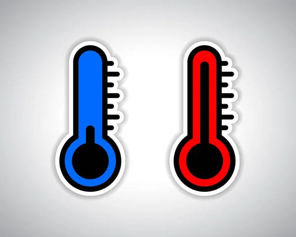 Blaues und rotes Thermometer-Symbol — Stockvektor