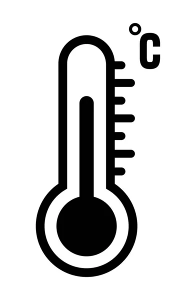 Icône thermomètre noir — Image vectorielle