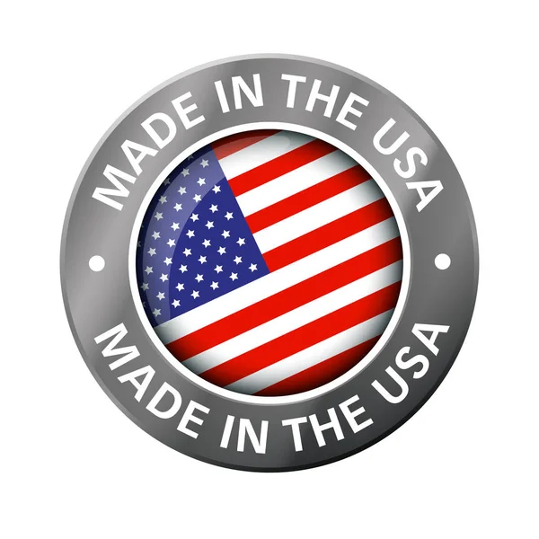 Hecho en América bandera icono de metal — Vector de stock