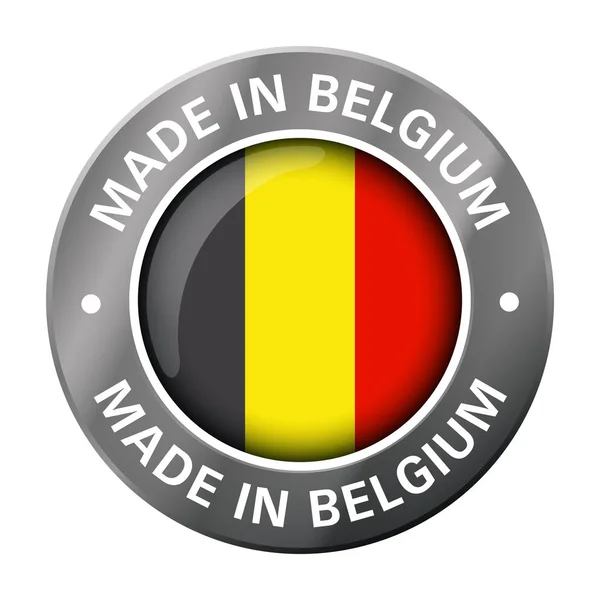 Wykonane w Belgii flaga metal ikona — Wektor stockowy