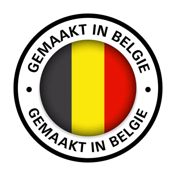 Hecho en icono de la bandera de Bélgica — Vector de stock