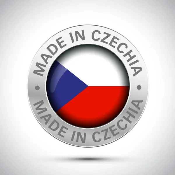 Tillverkad i Czechia flagga metall ikon — Stock vektor