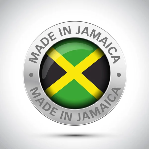 Made in Ícone de metal bandeira Jamaica — Vetor de Stock