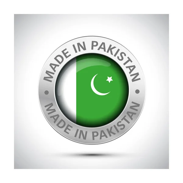 Wykonane w Pakistan flag metal ikona — Wektor stockowy