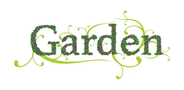 Jardim folhas e flores texto — Vetor de Stock