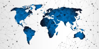 Dünya haritası üçgen geometrik bağlantı arka plan