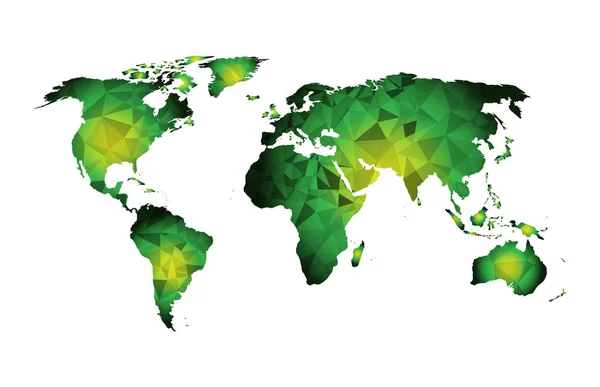 Groene wereld kaart driehoek geometrische vormen — Stockvector