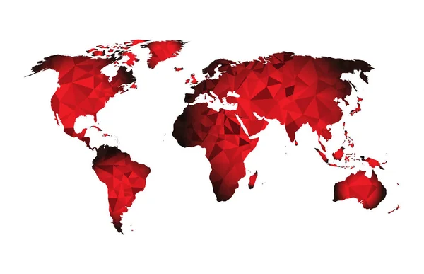 红色世界地图三角形几何形状 — 图库矢量图片