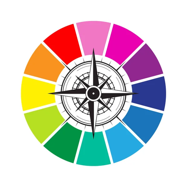 Brújula de rueda de color — Archivo Imágenes Vectoriales