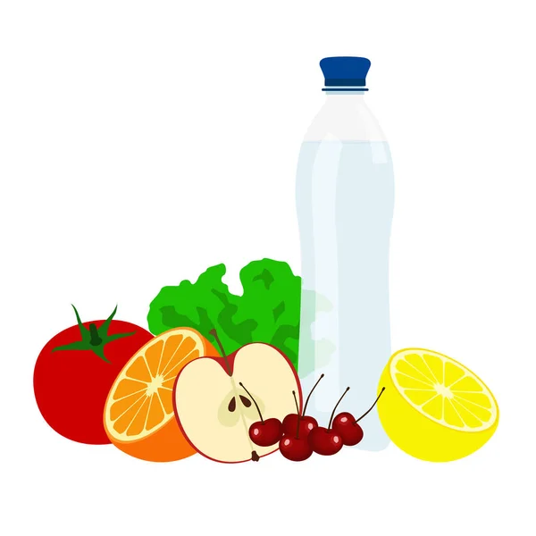 Verduras y frutas. Estilo de vida saludable . — Vector de stock