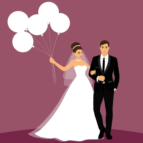 Bruden och brudgummen. Par. — Stock vektor