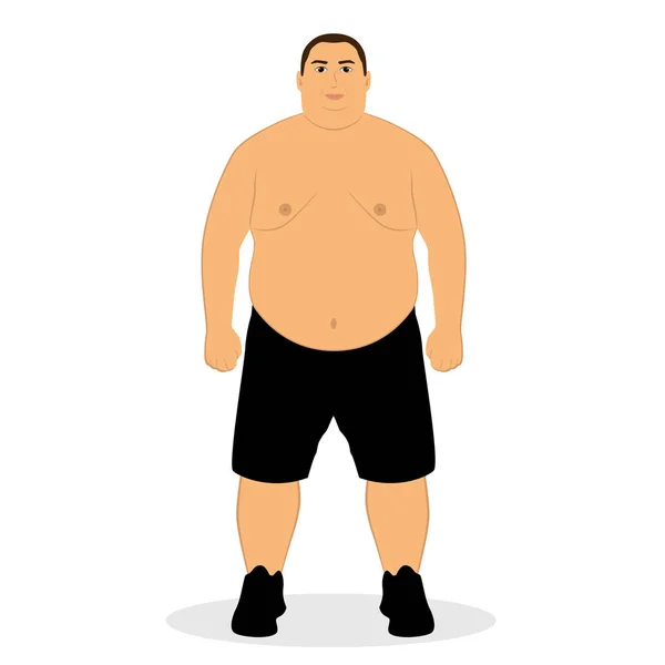 Dicker Mann. Übergewicht. ungesunder Lebensstil. — Stockvektor