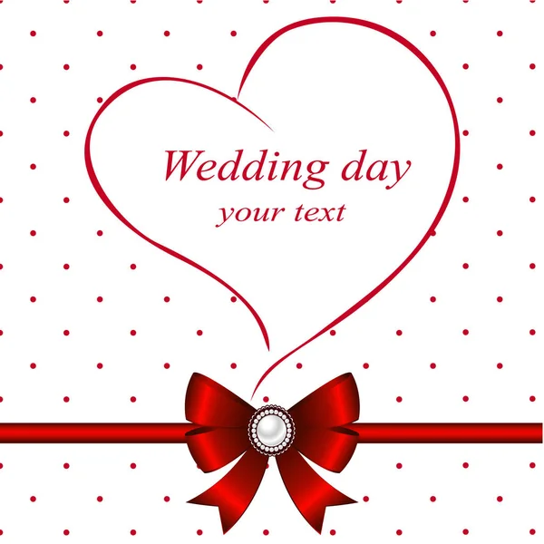 Cartão de casamento com coração e arco . —  Vetores de Stock