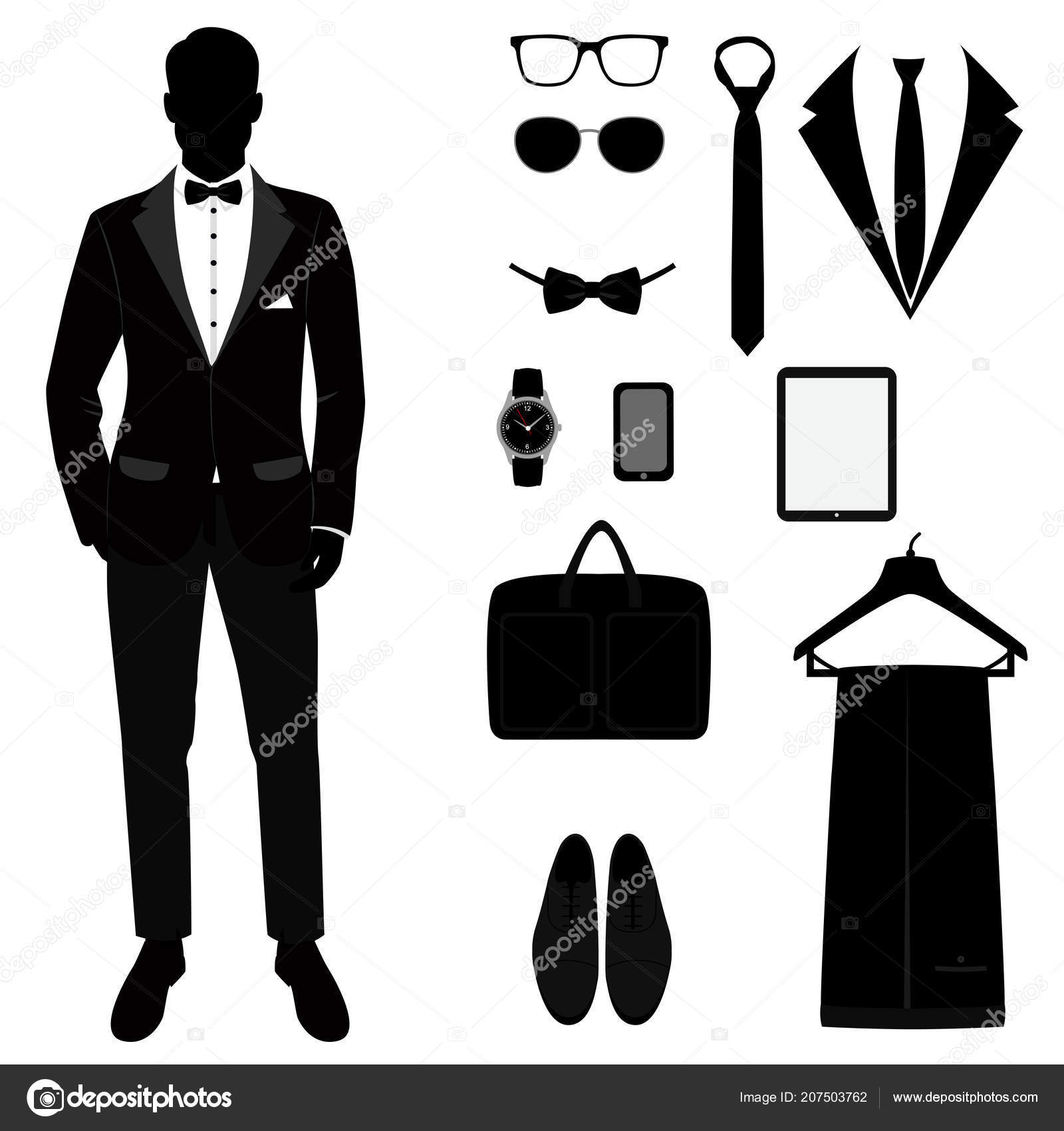 inflation mod omdrejningspunkt Mens tuxedo. Mens Accessories. Wedding mens set Stock Vector by  ©pyshustik210905.gmail.com 207503762