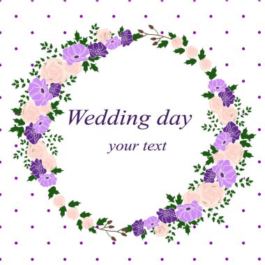 Çiçek çerçeve Davetiyeli. Düğün davetiyesi.
