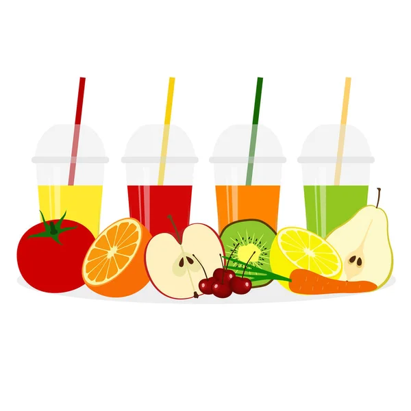 Un estilo de vida saludable. Jugo recién exprimido en un vaso . — Vector de stock