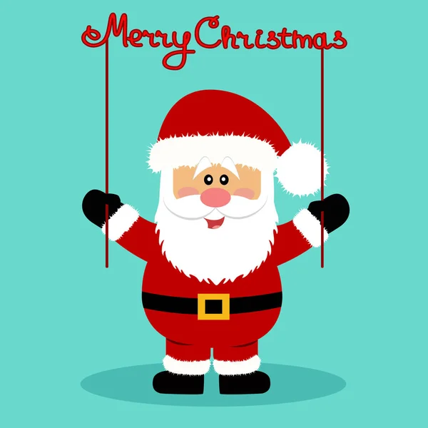 Christmas card. Santa. Santa with a garland. — Stock Vector