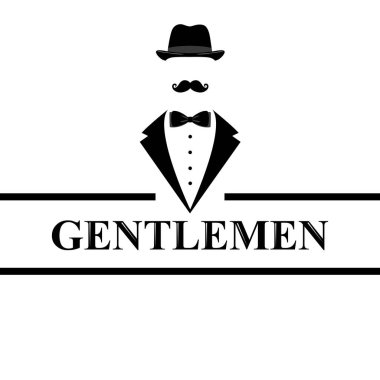 Beyefendi simgesi. Beyaz arka plan üzerinde izole takım elbise simgesi.