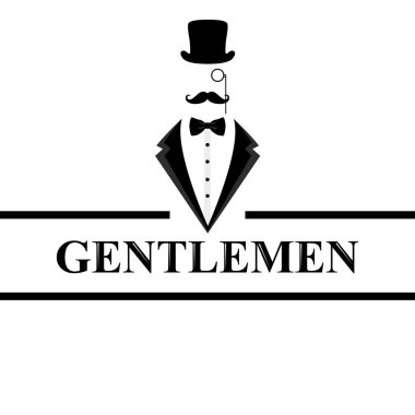 Beyefendi simgesi. Beyaz arka plan üzerinde izole simge uygun. Düz des