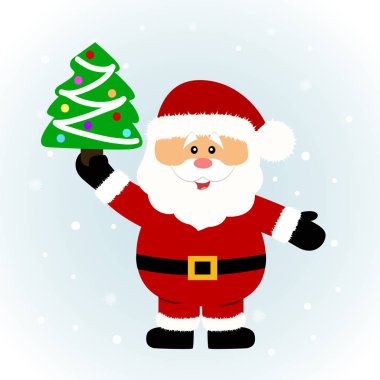 Noel kartı. Noel Baba. Santa Noel ağacı ile. 